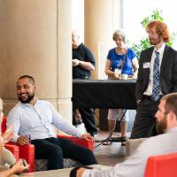 Engineering students gather in Eberhard Center